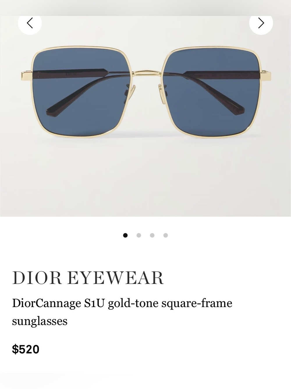 DIOR EYEWEAR DiorCannage S1U gold-tone square-frame sunglasses